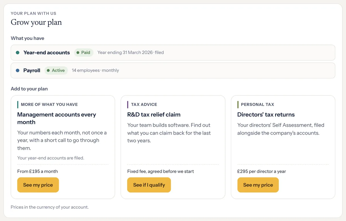 A client's portal: what they have, and three services to add with their prices